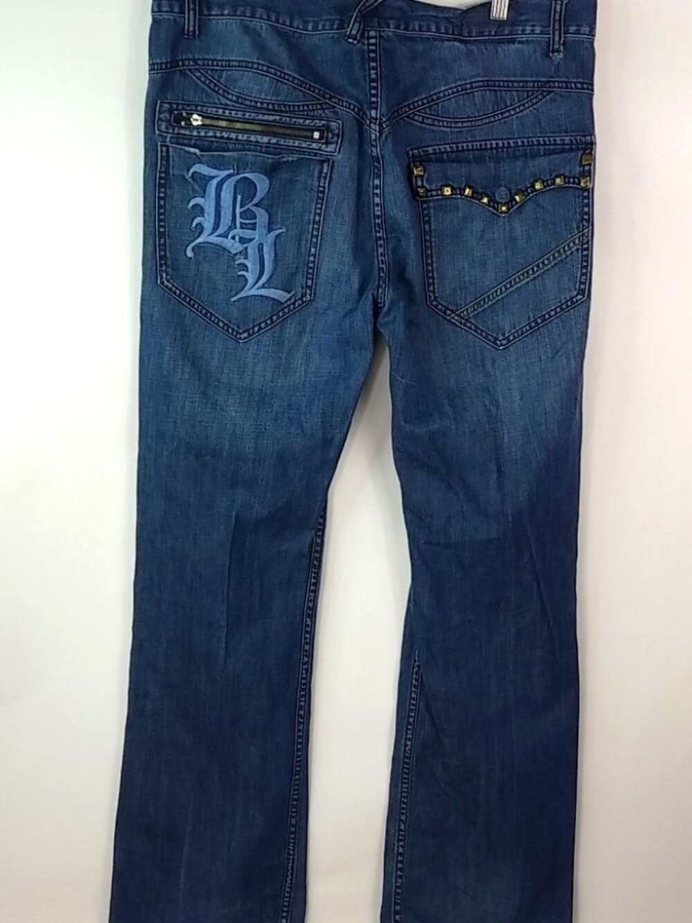 Black Label Mens Distressed Blue Jeans 36